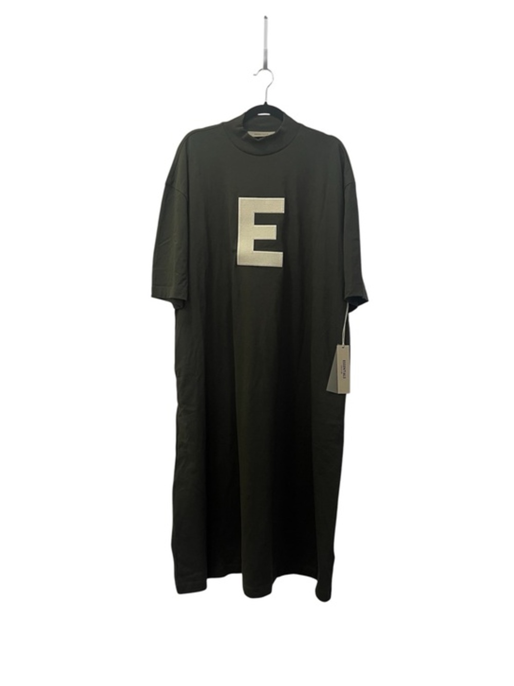 Fear of God | Essentials Oversized “E” Logo Olive Green T-Shirt Dress NWT
